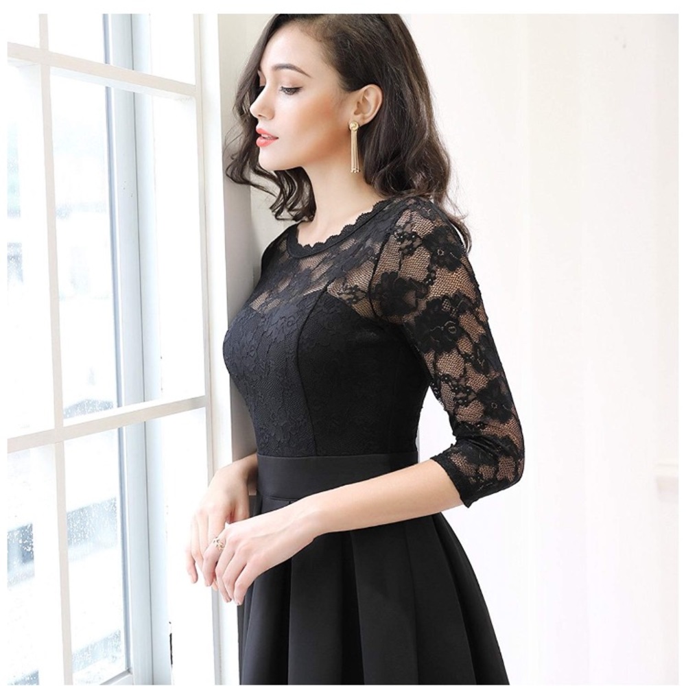 Women's Vintage Lace 2/3 Sleeve Dress